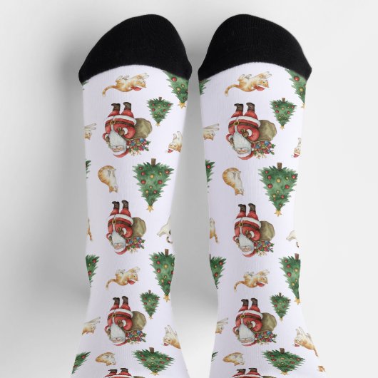 Chaussette Cute Cats and Christmas Trees Pattern Socks (Haut)