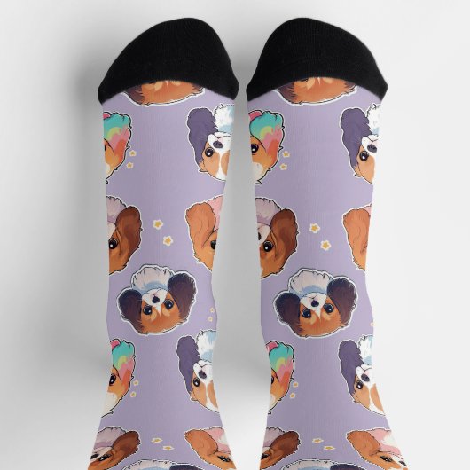 Chaussette Cute Cavalier King Charles Pastel Motif (Haut)