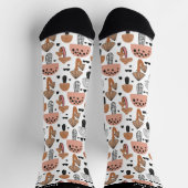 Chaussette Cute champignons noir blanc et rose Whimsical (Haut)