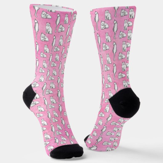 Chaussette Cute Chat Motif rose nouveauté (Angulaire)