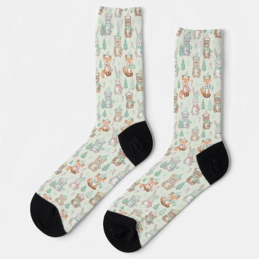 Chaussette Cute Christmas Animals Seamless Pattern (Gauche)