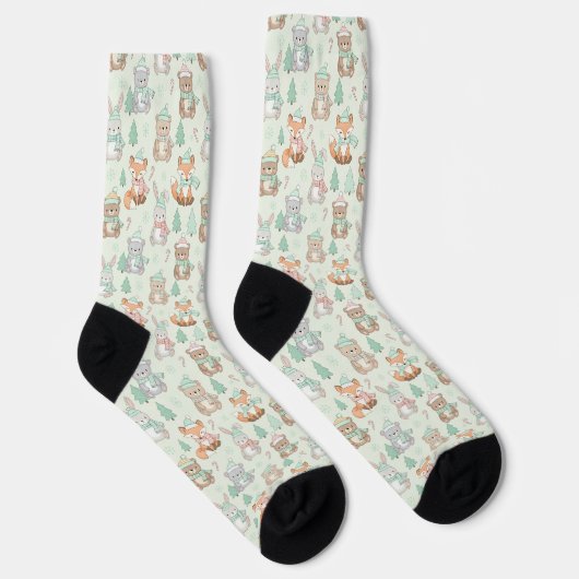 Chaussette Cute Christmas Animals Seamless Pattern (Droite)
