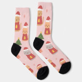 Chaussette Cute Christmas Cats Pattern – Pink Holiday Design (Droite)
