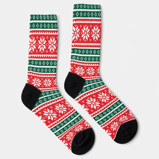 Chaussette Cute Christmas socks with nordic snowflake pattern (Droite)