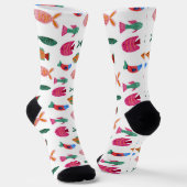 Chaussette Cute Colorful Tiny Fish Drawing Seamless Pattern (Angulaire)