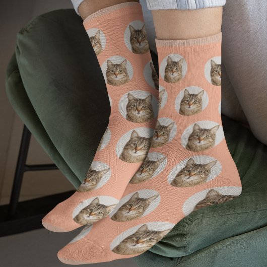 Chaussette Cute Custom Cat Photo Socks