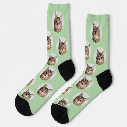 Chaussette Cute Custom Cat Photo Socks (Gauche)