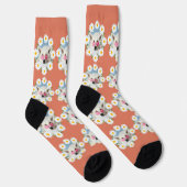 Chaussette Cute Daisies Custom Photo Pet Dog Lover Pink  (Droite)