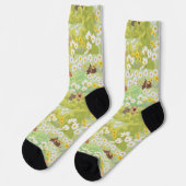Chaussette Cute Dogs With Daisy Flowers Seamless Pattern (Gauche)