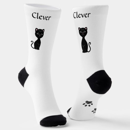 Chaussette Cute Funny Chat et pattes noirs sur Chaussettes bl (Angulaire)