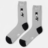 Chaussette Cute Funny Tuxedo Chat et pattes sur gris clair (Gauche)