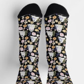 Chaussette Cute Ghost And Colorful Flowers Seamless Pattern (Haut)