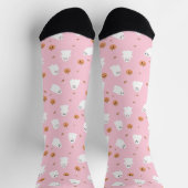Chaussette Cute Ghost & Pumpkin Pink Halloween Pattern (Haut)