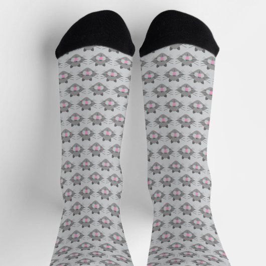 Chaussette Cute Gray Cat Face Pattern (Haut)