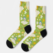 Chaussette Cute Green Duck & Daisy Flower Seamless Pattern (Gauche)