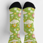 Chaussette Cute Green Duck & Daisy Flower Seamless Pattern (Haut)