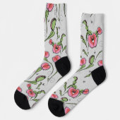 Chaussette Cute Grey & Rose Vénus Flytrap collé sur votre amo (Gauche)