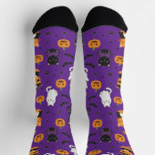 Chaussette Cute Halloween Cats and Pumpkins Pattern Socks  (Haut)