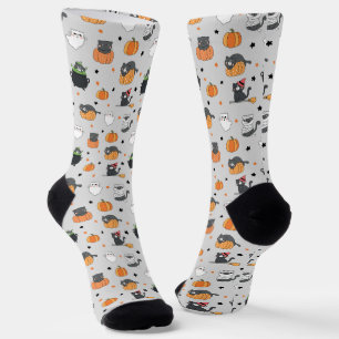 Chaussette Cute Halloween Chats et Fantômes Motif