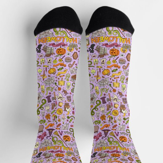 Chaussette Cute Halloween Doodle Pattern (Haut)