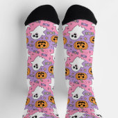 Chaussette Cute Halloween Fantôme et Citrouille (Haut)