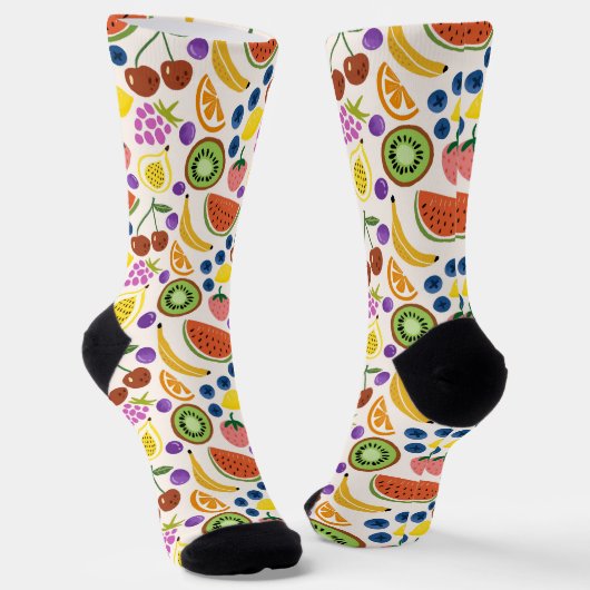 Chaussette Cute Hand-drawn Doodle Fruits Seamless Pattern (Angulaire)