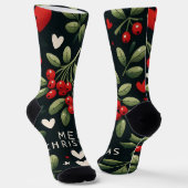 Chaussette Cute hearth Christmas Mistletoe branch (Angulaire)