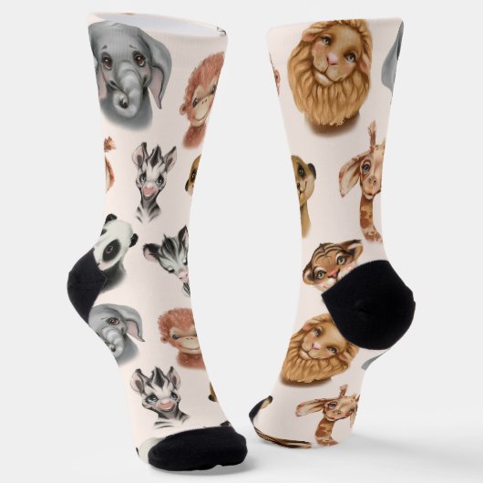 Chaussette Cute Jungle Safari Animaux Motif (Angulaire)