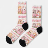 Chaussette Cute Kawaii Kittens Pastel Floral (Gauche)