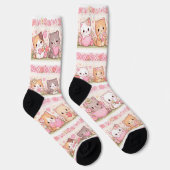 Chaussette Cute Kawaii Kittens Pastel Floral (Droite)