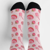 Chaussette Cute Kawaii Pink Aesthetic Foods Seamless Pattern (Haut)