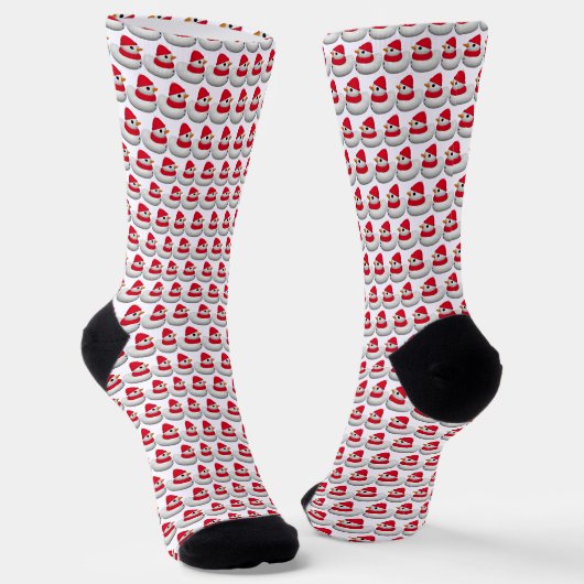 Chaussette Cute Little Snowduck | Snowman Duck Pattern | Red (Angulaire)