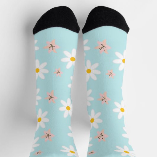 Chaussette Cute Modern Daisy Fleur de lys Rustique transparen (Haut)