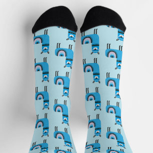 Chaussette Cute moderne Blue Llama Motif