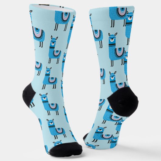 Chaussette Cute moderne Blue Llama Motif (Angulaire)
