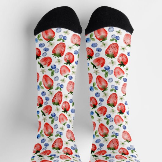 Chaussette Cute Motif de fraise et bleuets (Haut)