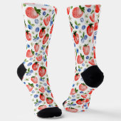 Chaussette Cute Motif de fraise et bleuets (Angulaire)