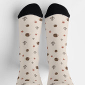 Chaussette Cute Motif forestier de Hérisson et Champignons (Haut)