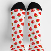 Chaussette Cute Motif fraise rouge et blanc (Haut)