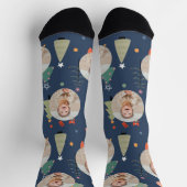 Chaussette Cute Navy Blue Funny Christmas Photo Holiday (Haut)