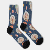 Chaussette Cute Navy Blue Funny Christmas Photo Holiday (Droite)