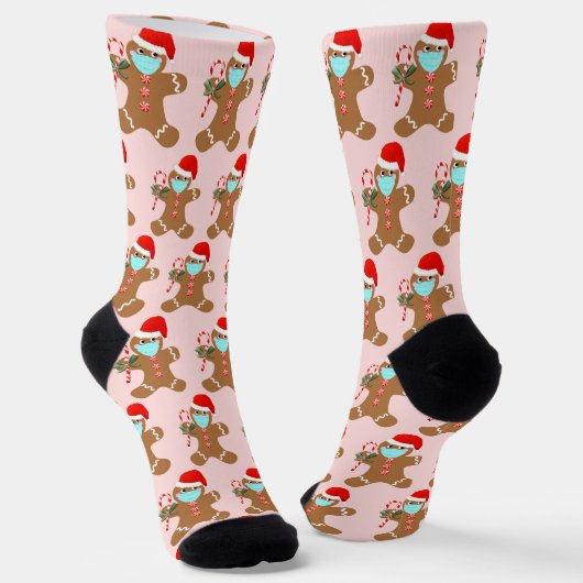 Chaussette Cute Noël Gingerbread Fille Motif rose (Angulaire)