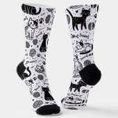 Chaussette Cute noir et blanc Chat Chaussettes Motif minimali (Angulaire)