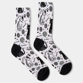 Chaussette Cute noir et blanc Chat Chaussettes Motif minimali (Droite)