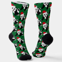 Cute ours Panda à Santa Hat Noël vert