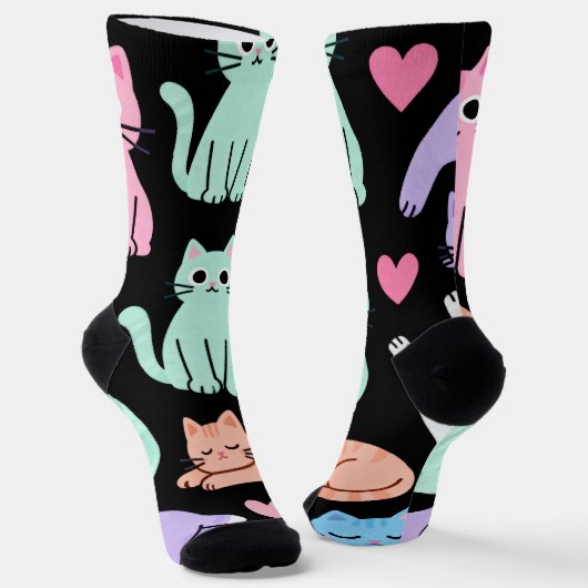 Chaussette Cute Pastel Cats Crew Socks – Kitty (Angulaire)
