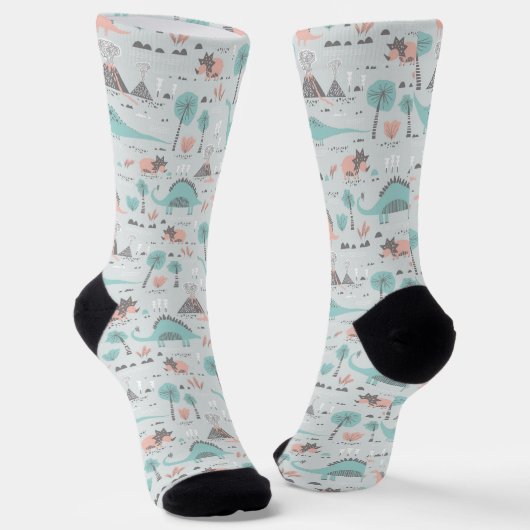 Chaussette Cute Pastel Dinosaur Motif (Angulaire)