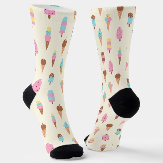 Chaussette Cute Pastel Motif de crème glacée (Angulaire)