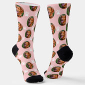 Chaussette Cute Pet Photo Collage Clair Chaussettes Rose (Angulaire)