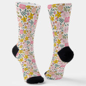 Chaussette Cute Pink and Yellow Floral Pattern (Angulaire)